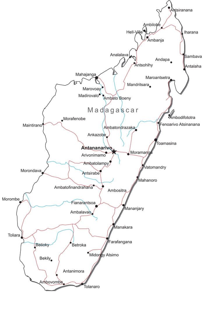 Printable Madagascar Country Map
