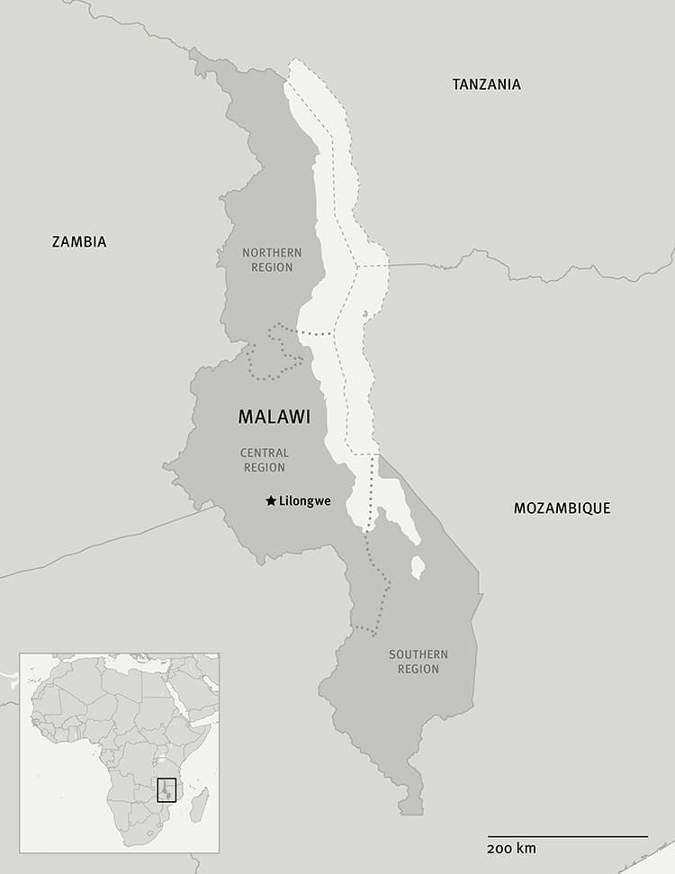 Printable Malawi Map Africa
