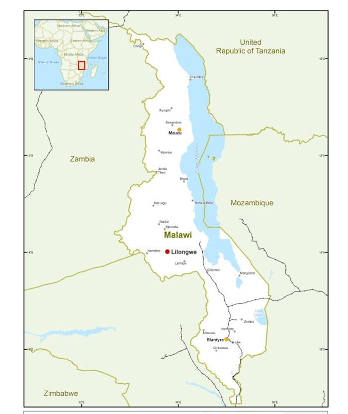 Printable Malawi Map And Lake