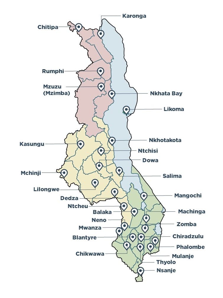 Printable Malawi Map Districts