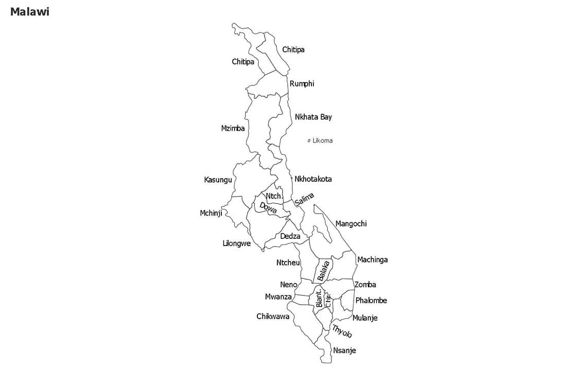 Printable Malawi Map With Provinces