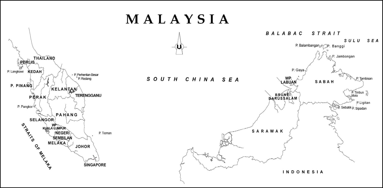 Printable Malaysia Map Outline