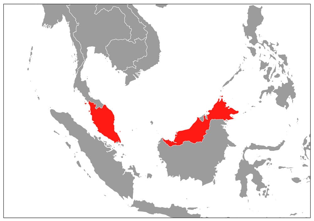Printable Malaysia On Asia Map