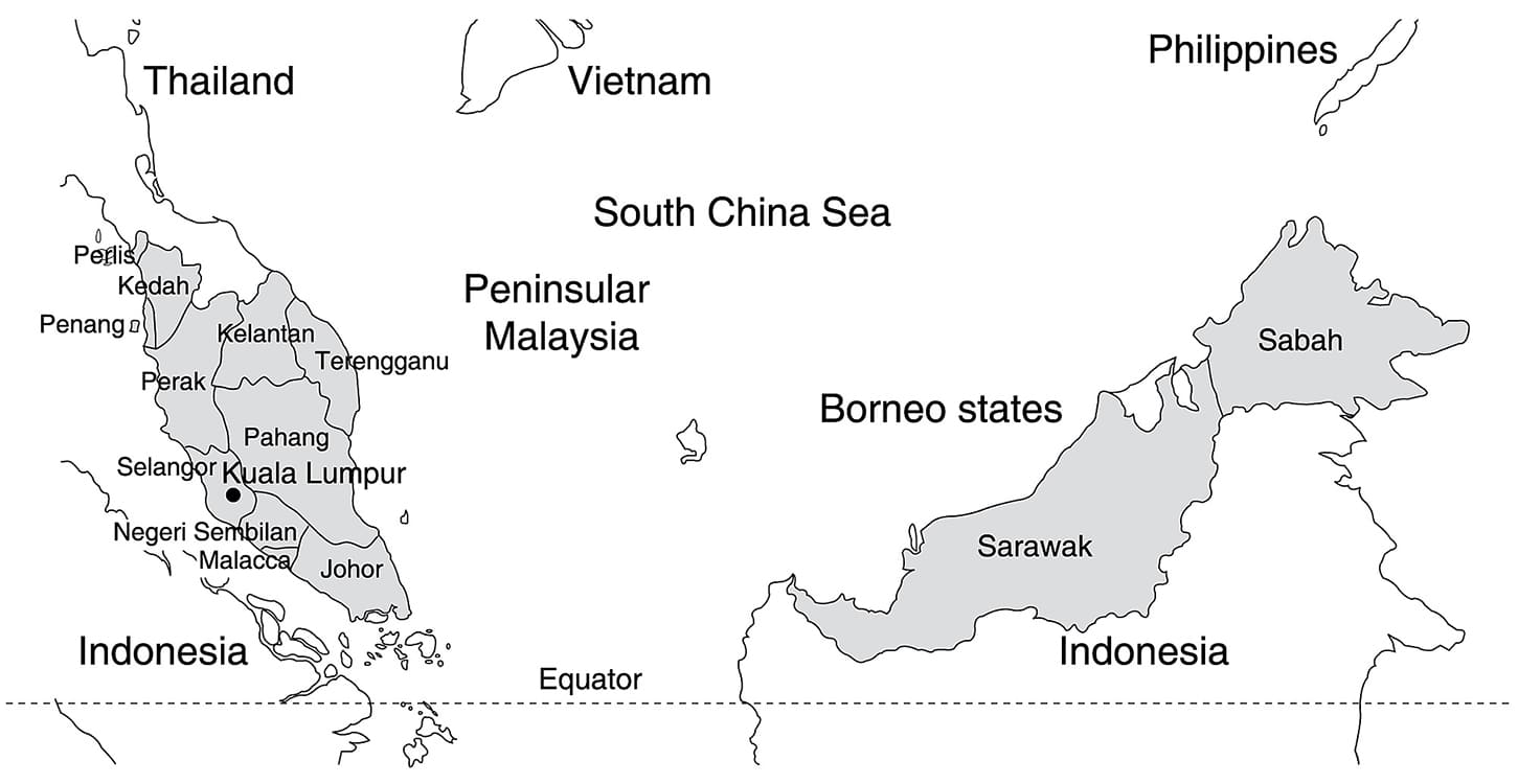 Printable Malaysia On Map Of Asia