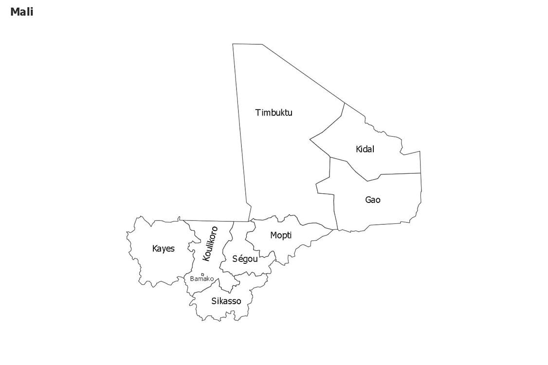 Printable Mali Region Map