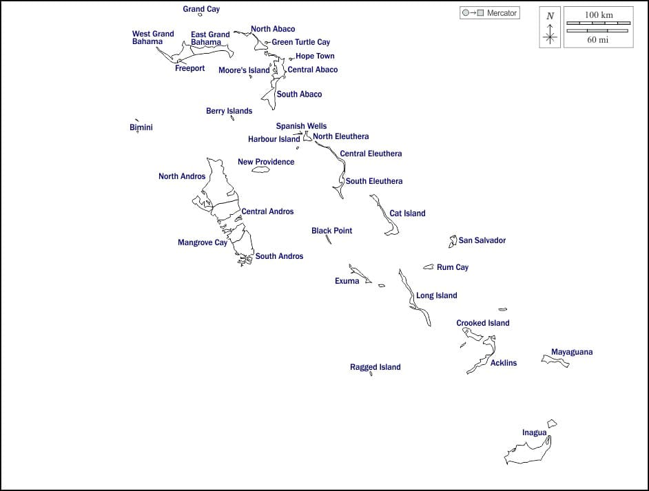 Printable Map Bahamas