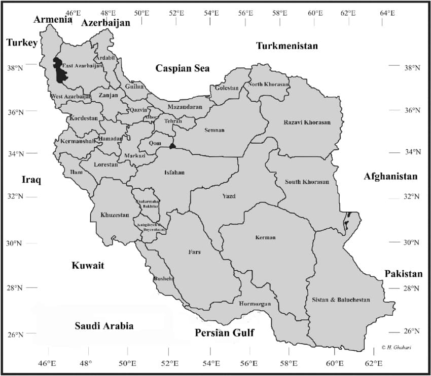 Printable Map Iran Afghanistan