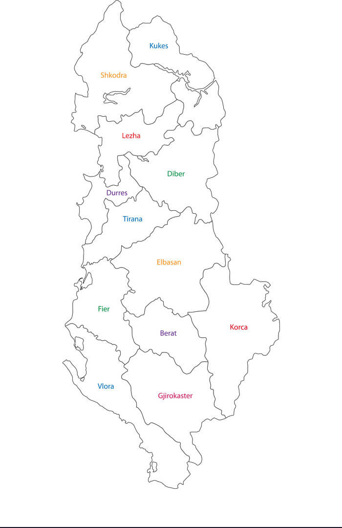 Printable Map Of Albania With Cities