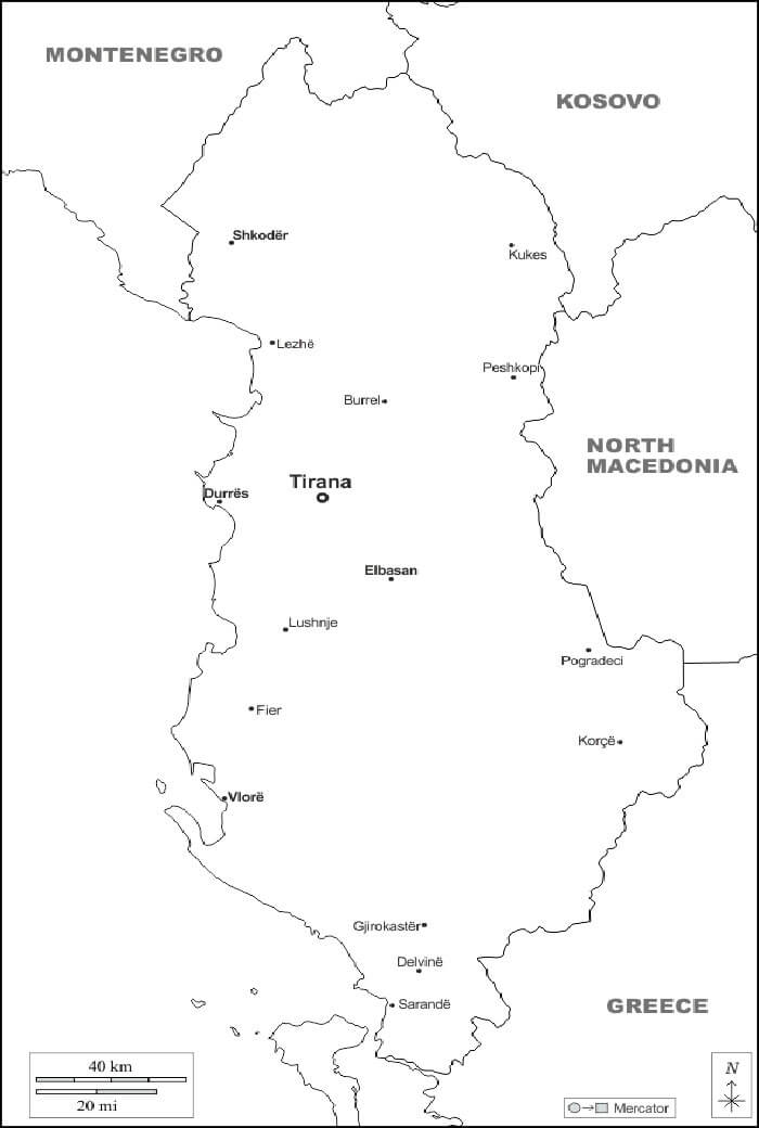 Printable Map Of Albania
