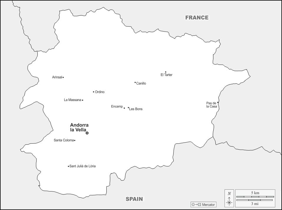 Printable Map Of Andorra Spain And France