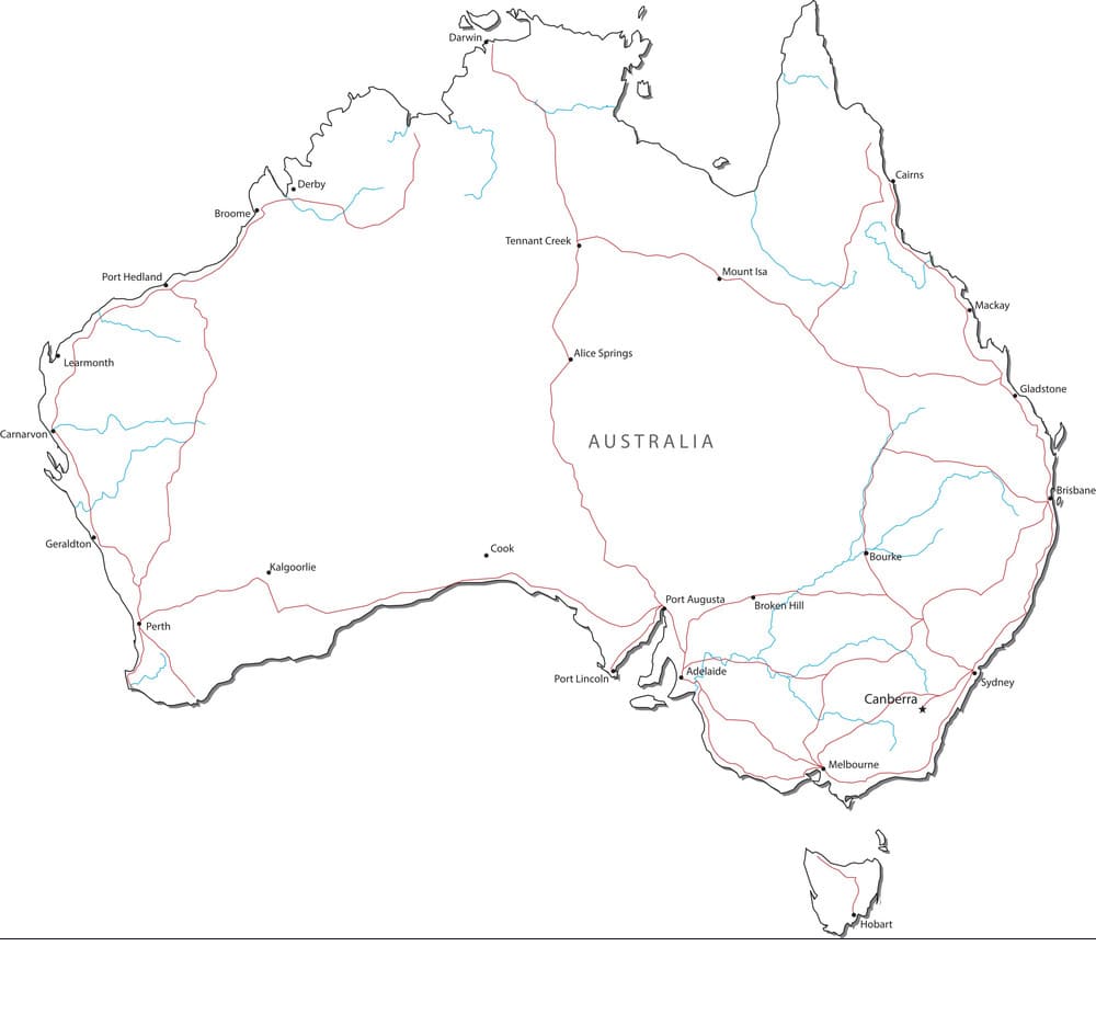 Printable Map Of Australia With Cities