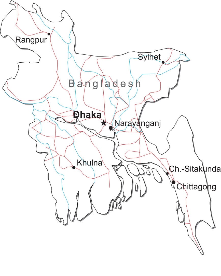 Printable Map Of Bangladesh With Cities