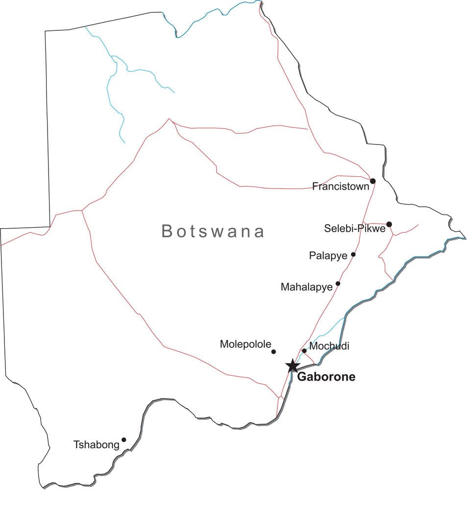 Printable Map Of Botswana