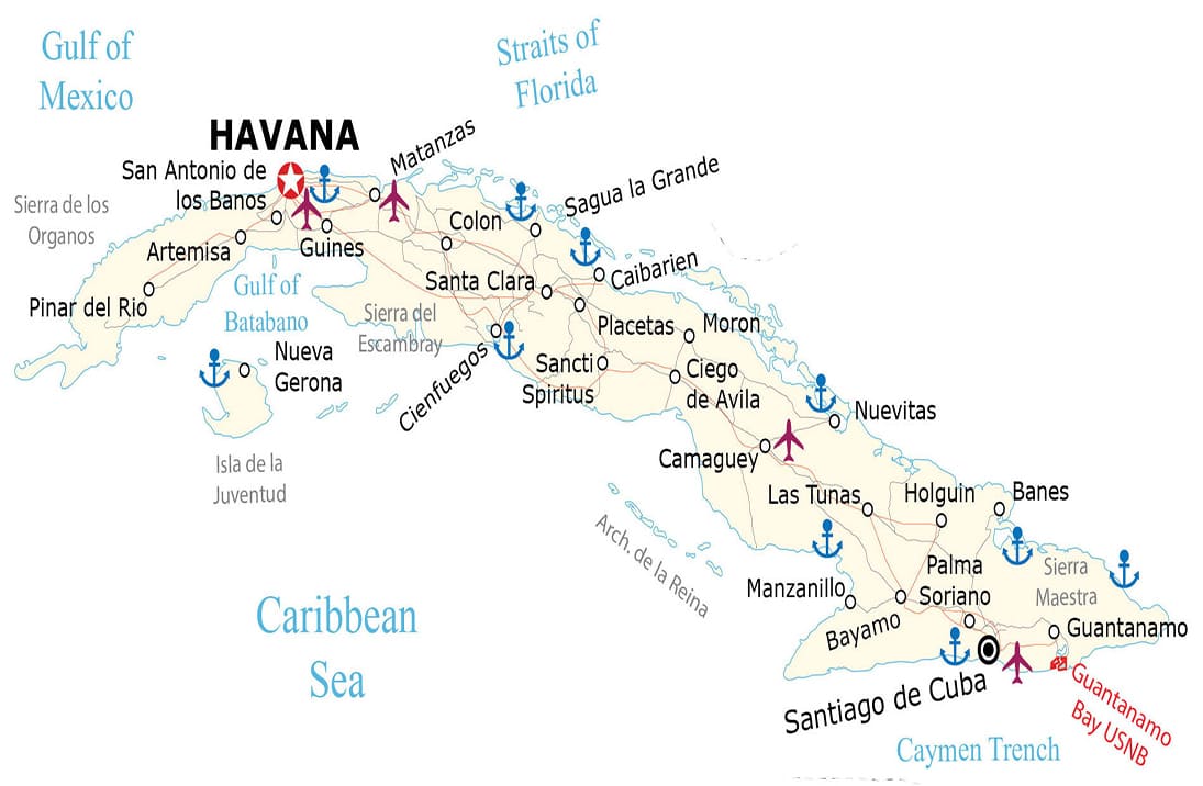 Printable Map Of Cuba Area