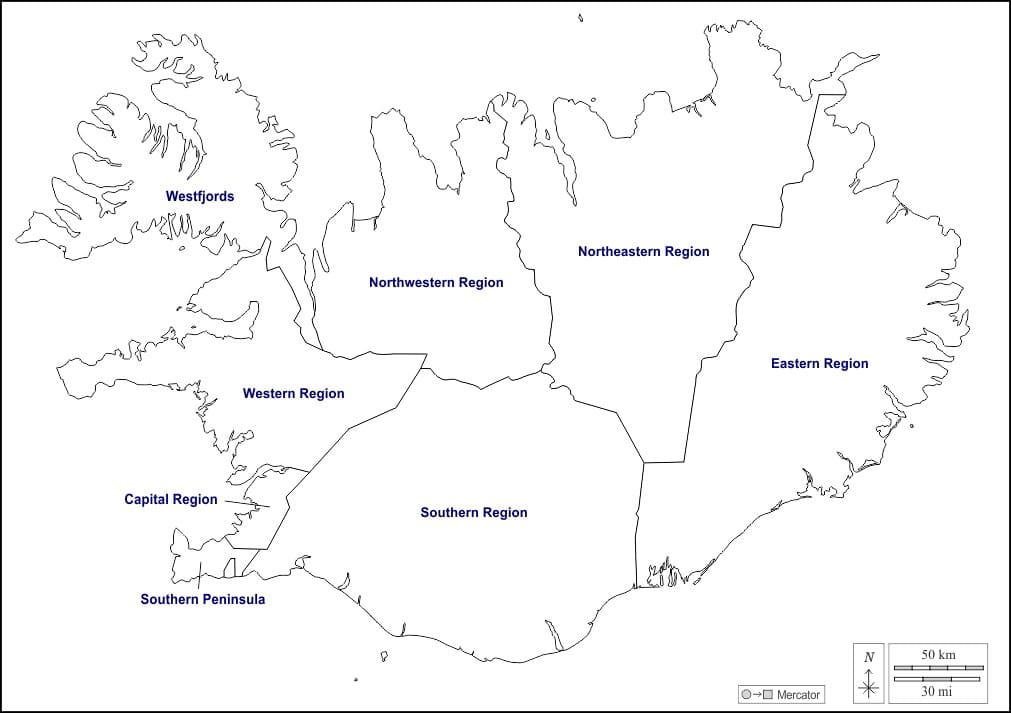 Printable Map Of Iceland With Cities