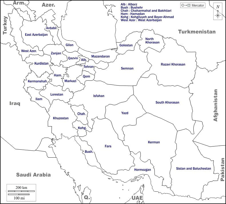 Printable Map Of Iran Region
