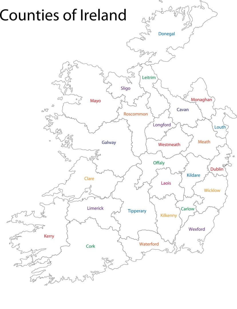 Printable Map Of Ireland Cities