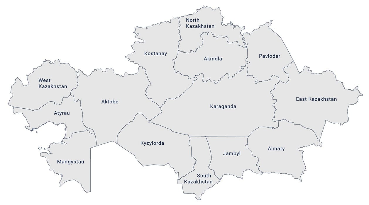 Printable Map Of Kazakhstan Regions