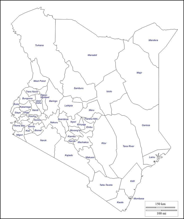 Printable Map Of Kenya With Provinces
