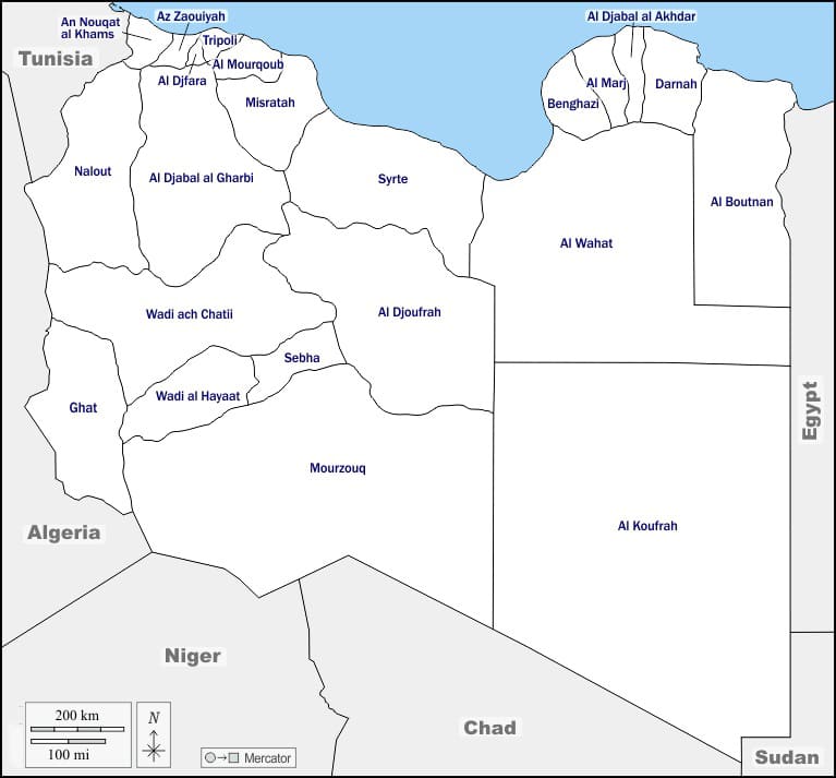 Printable Map Of Libya And Surrounding Area