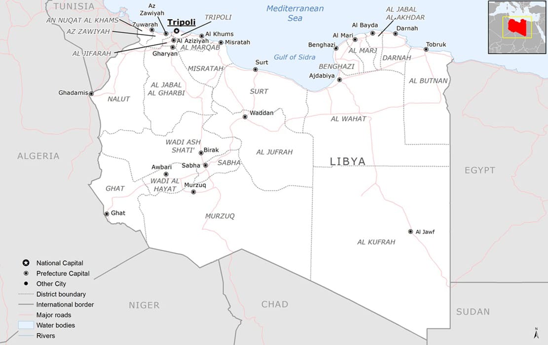 Printable Map Of Libya Area