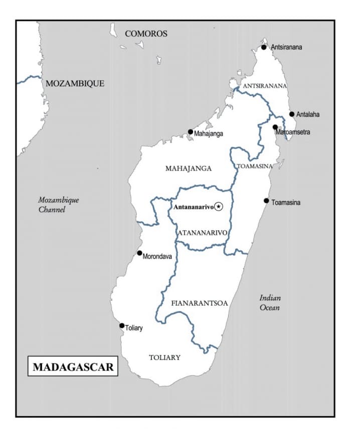 Printable Map Of Madagascar Regions