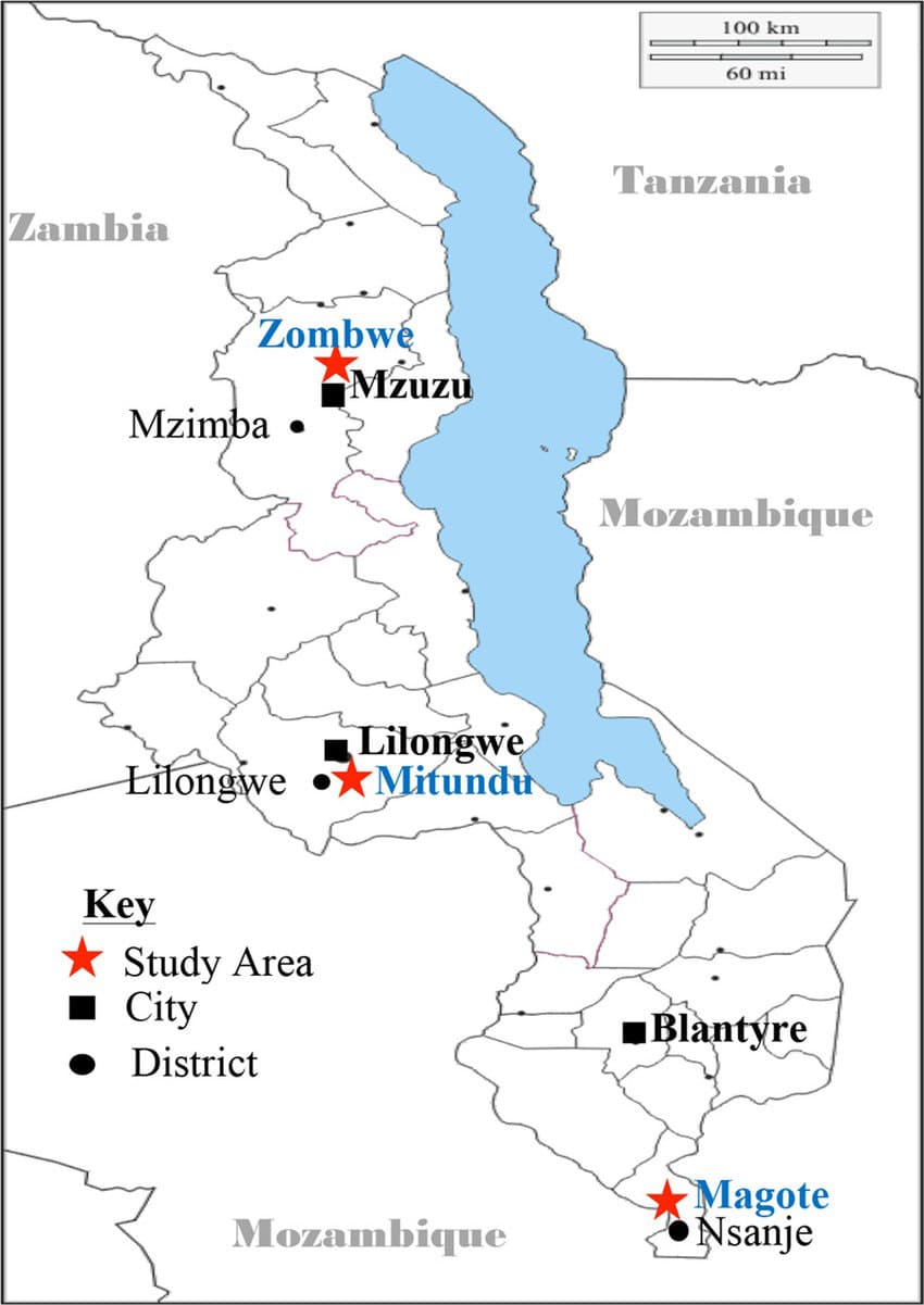 Printable Map Of Malawi With Districts