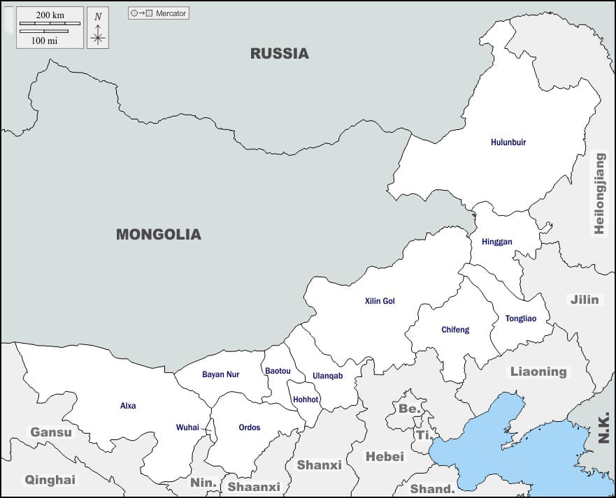 Printable Map Of Mongolia And Surrounding Countries