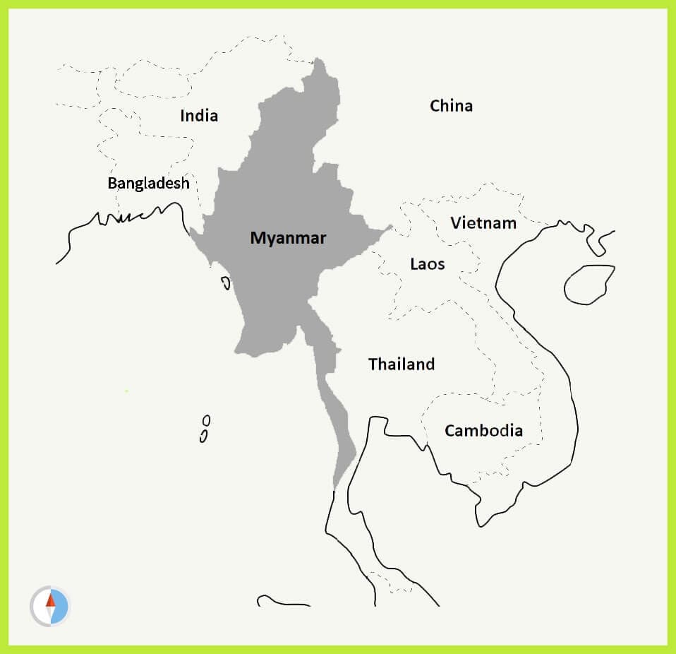 Printable Map Of Myanmar In Asia