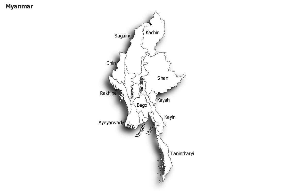 Printable Map Of Myanmar States