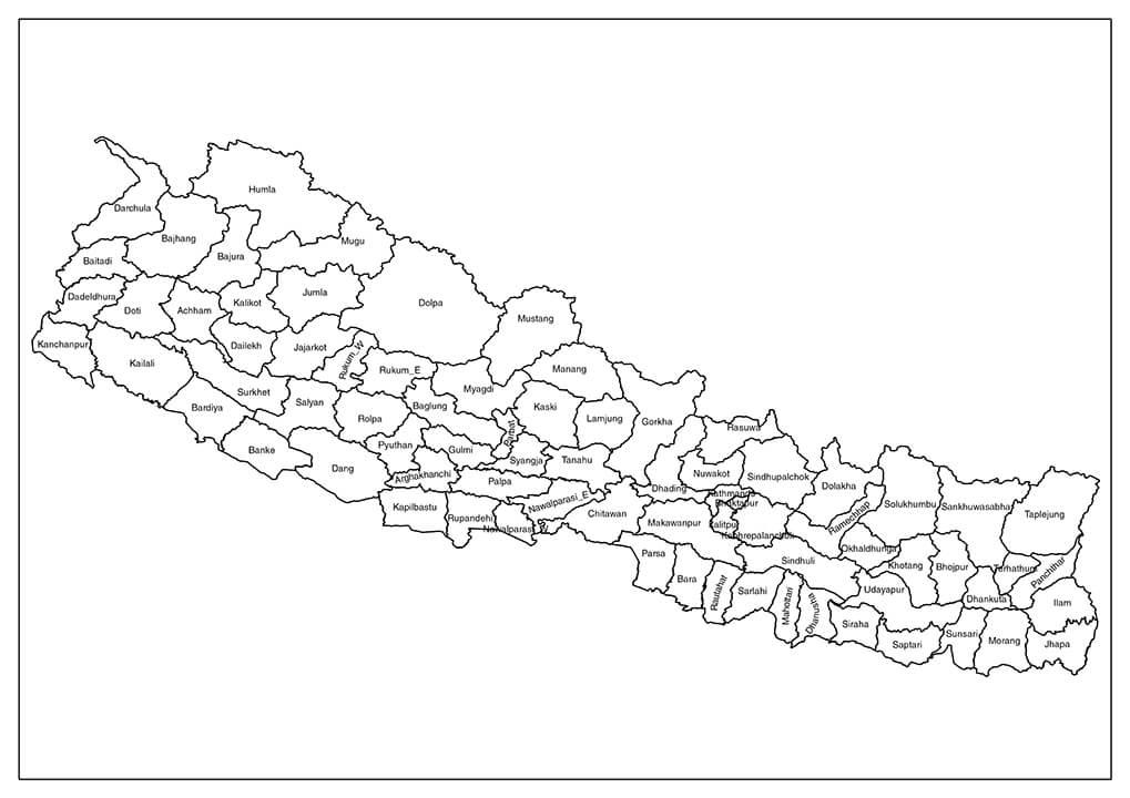 Printable Map Of Nepal With 77 Districts