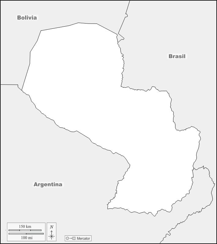 Printable Map Of Paraguay And Surrounding Countries