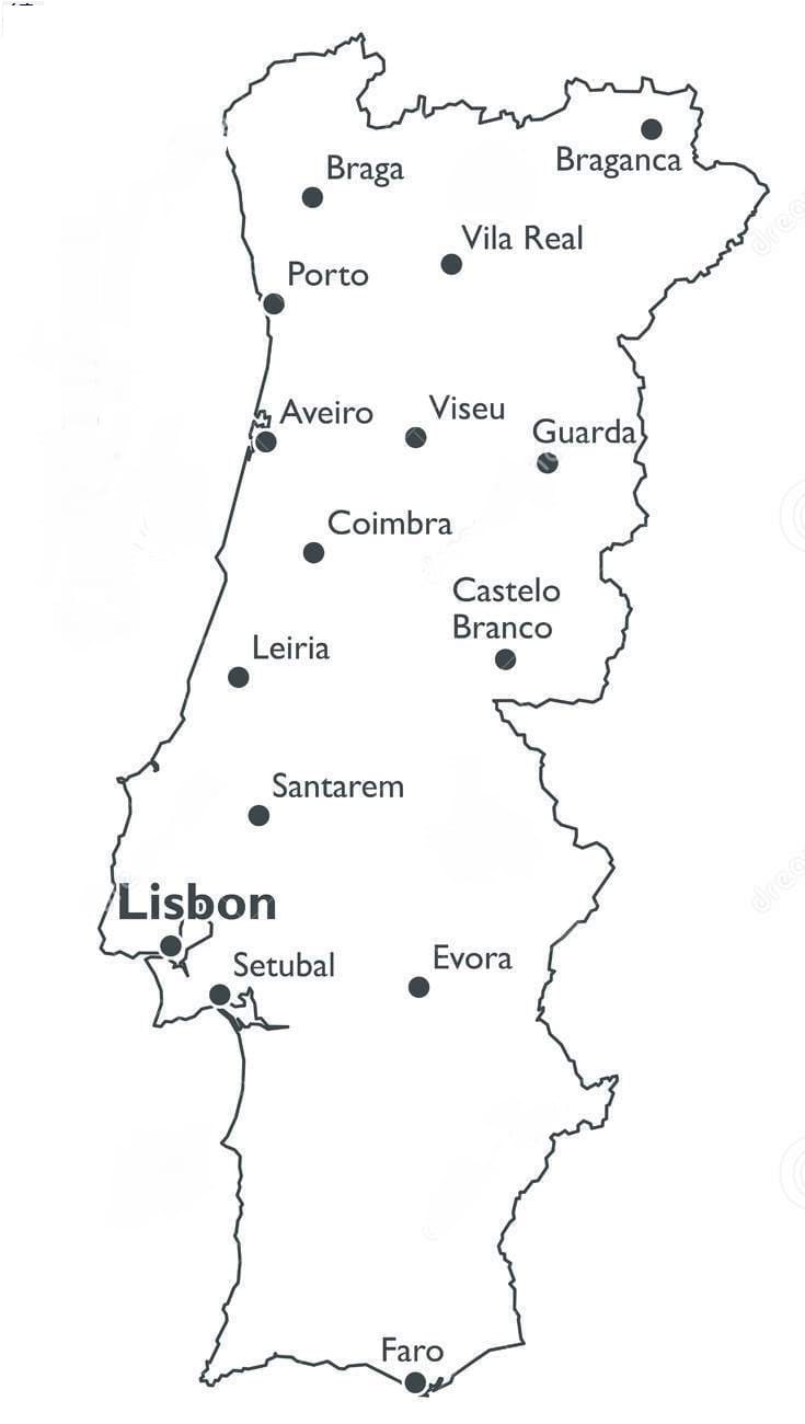 Printable Map Of Portugal Cities