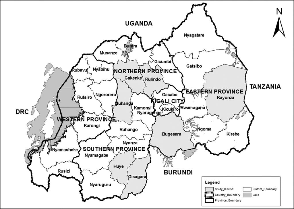 Printable Map Of Rwanda Showing Districts