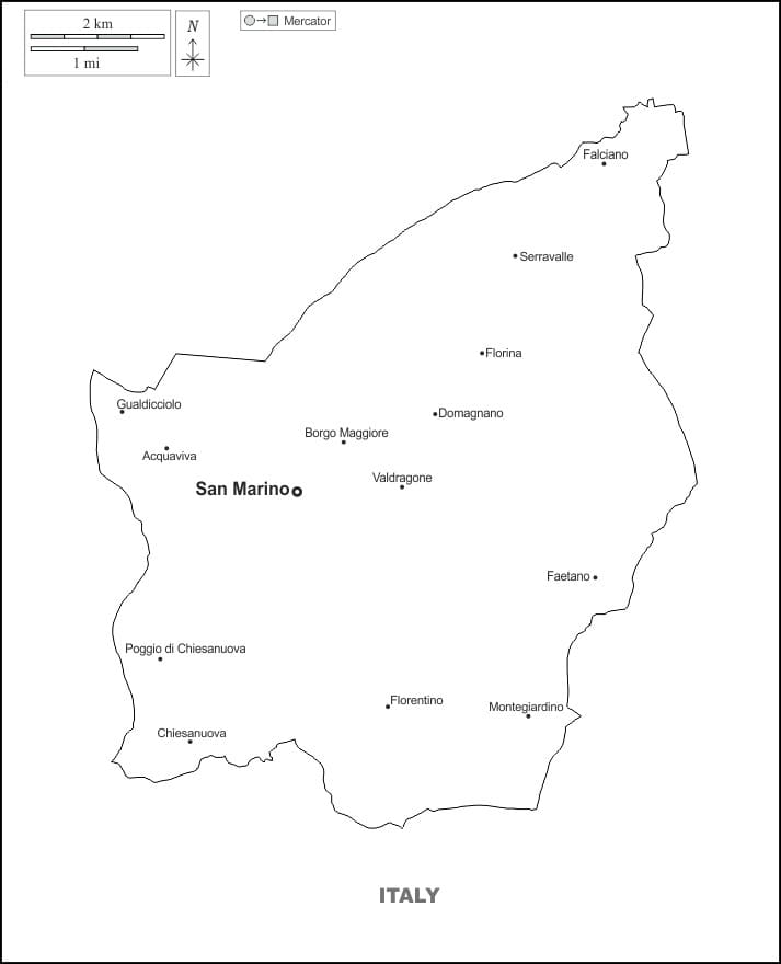 Printable Map Of San Marino Country