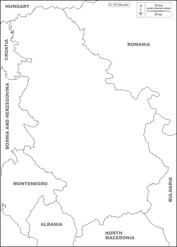 Printable Map Of Serbia And Surrounding Area