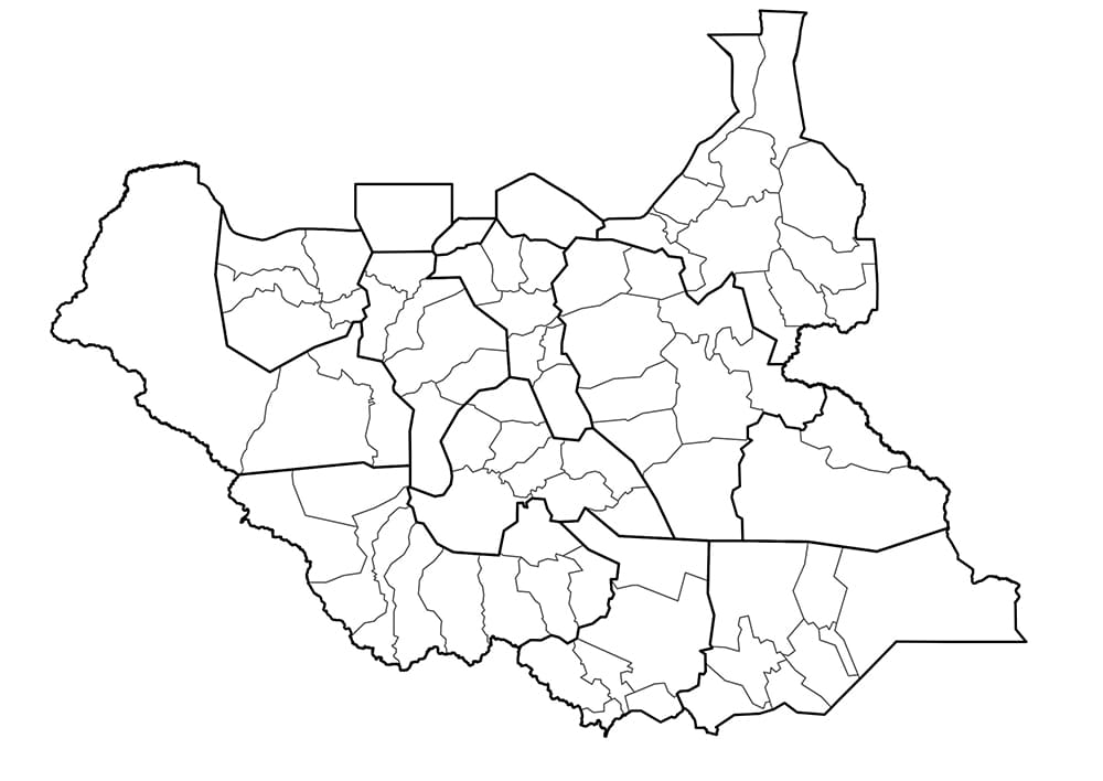 Printable Map Of South Sudan With States