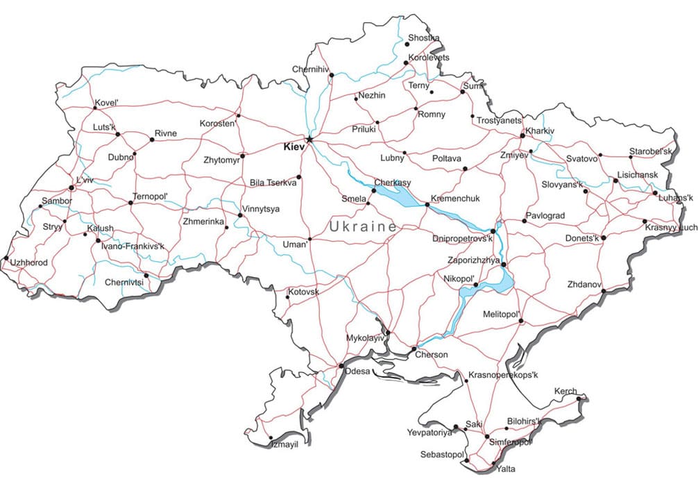 Printable Map Of The Ukraine