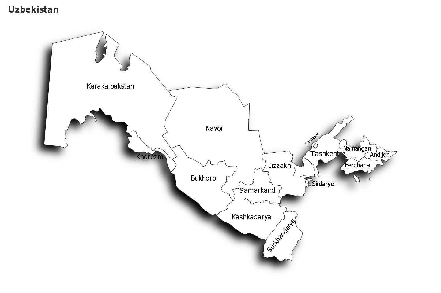Printable Map Of Uzbekistan With Cties