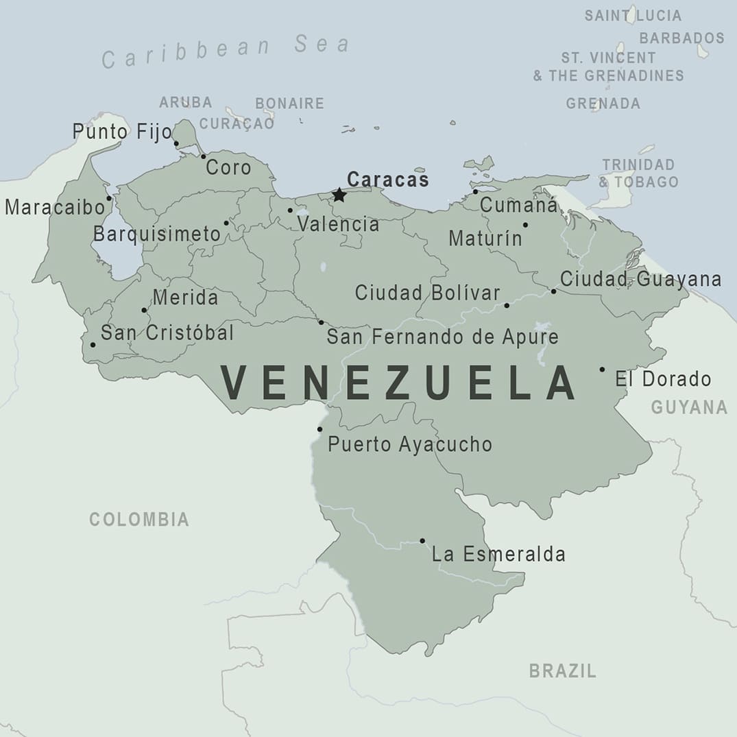 Printable Map Of Venezuela And Surrounding Countries