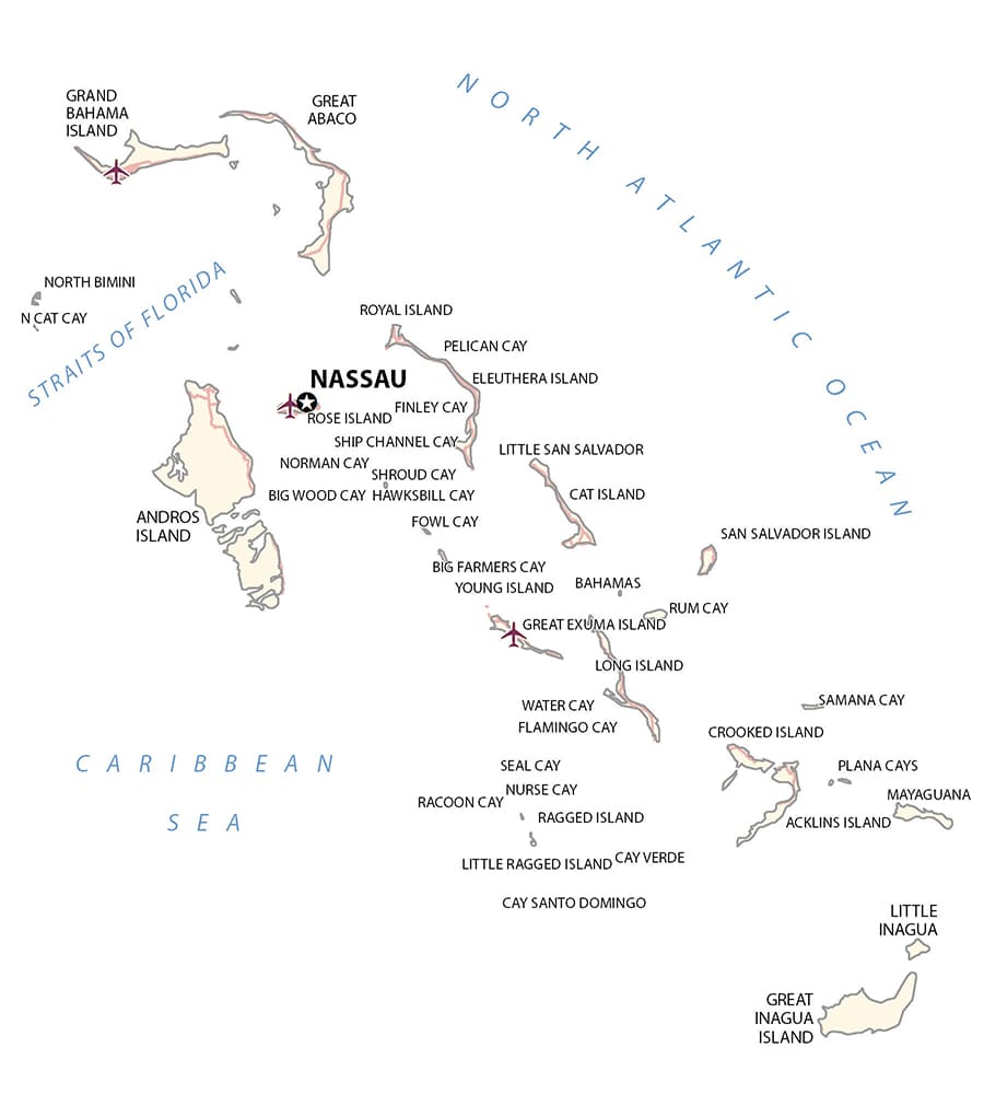 Printable Map Pf Bahamas Islands