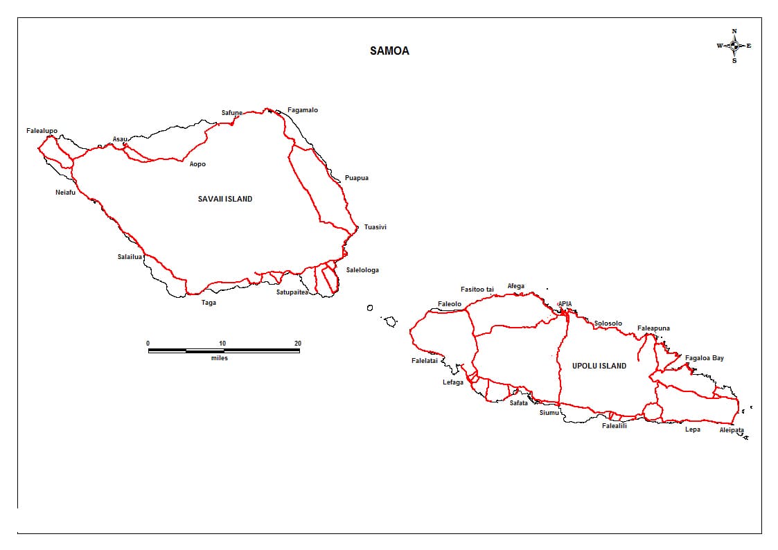 Printable Map Samoa
