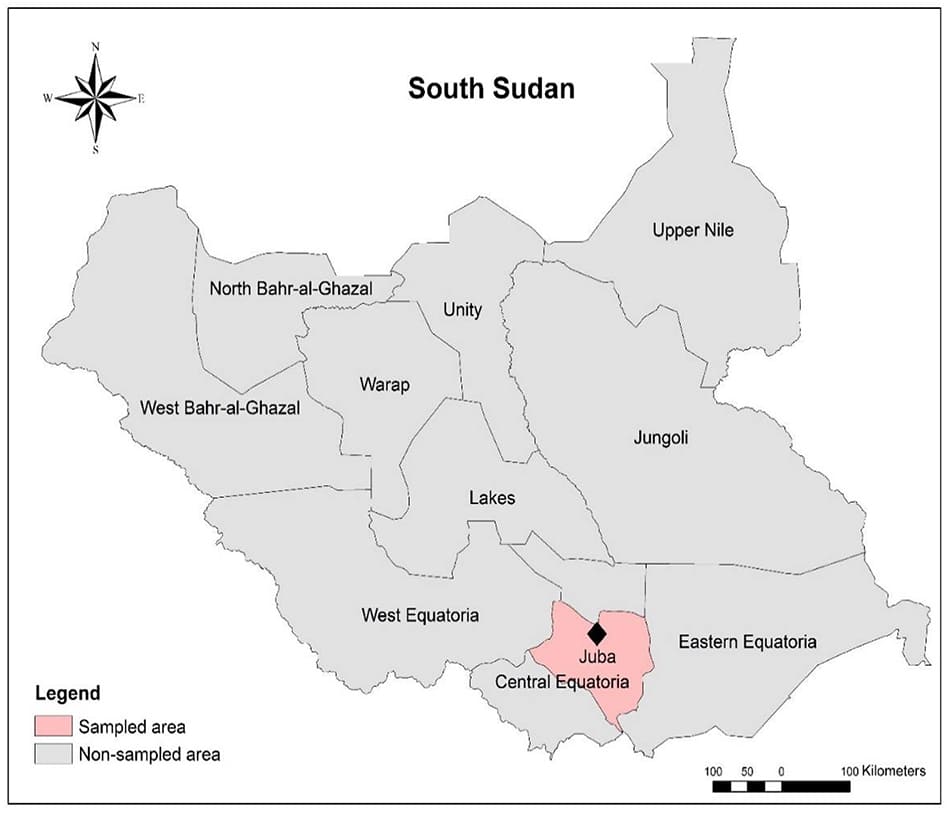 Printable Map South Sudan Capital