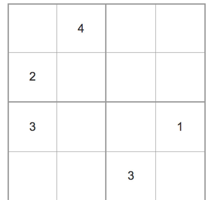 Printable Medium Sudoku 4×4 – Sheet 11