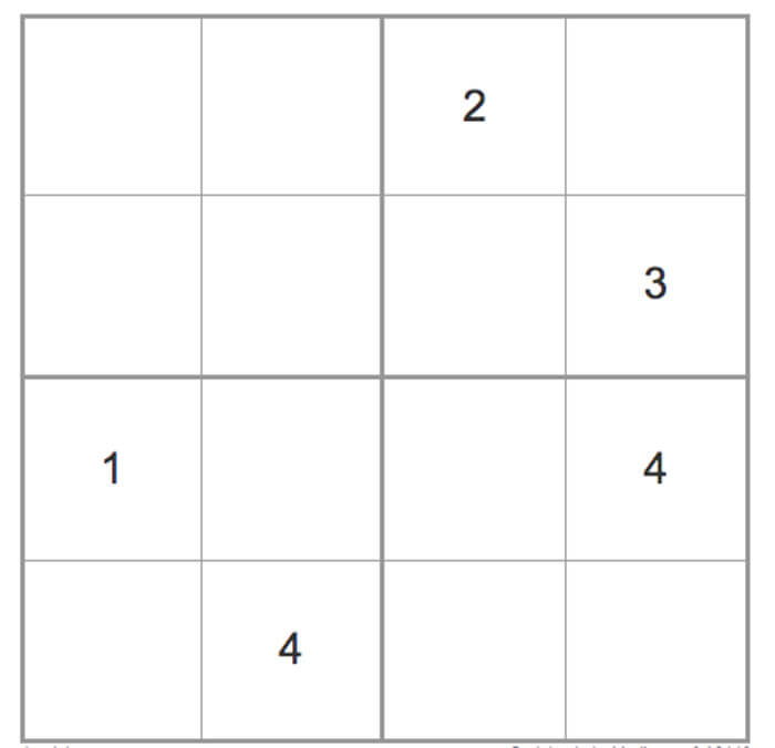 Printable Medium Sudoku 4x4 - Sheet 12