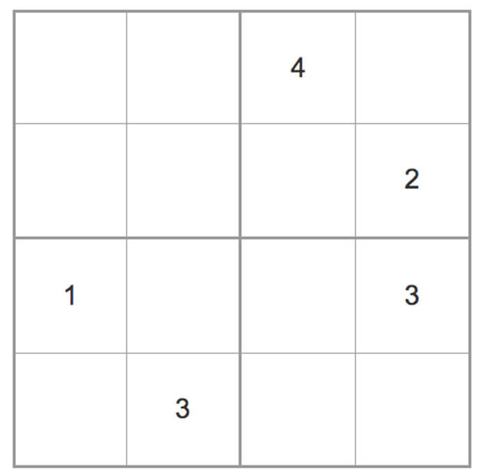Printable Medium Sudoku 4×4 – Sheet 3