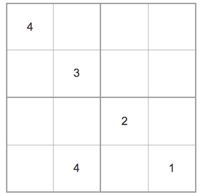 Printable Medium Sudoku 4x4 - Sheet 7