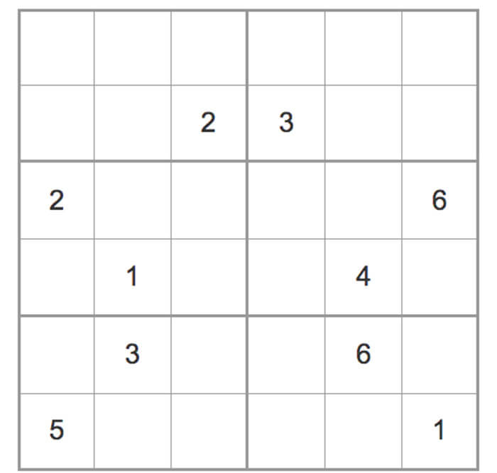 Printable Medium Sudoku 6x6 - Sheet 11