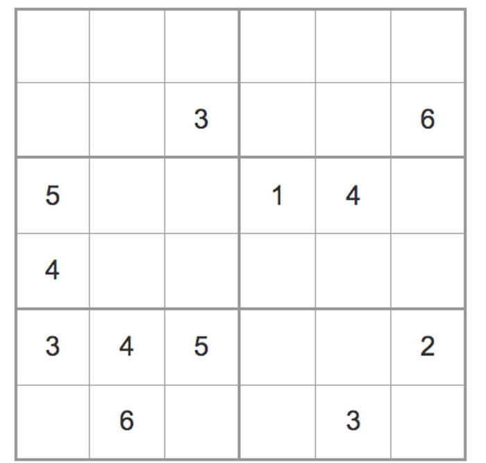 Printable Medium Sudoku 6x6 - Sheet 5