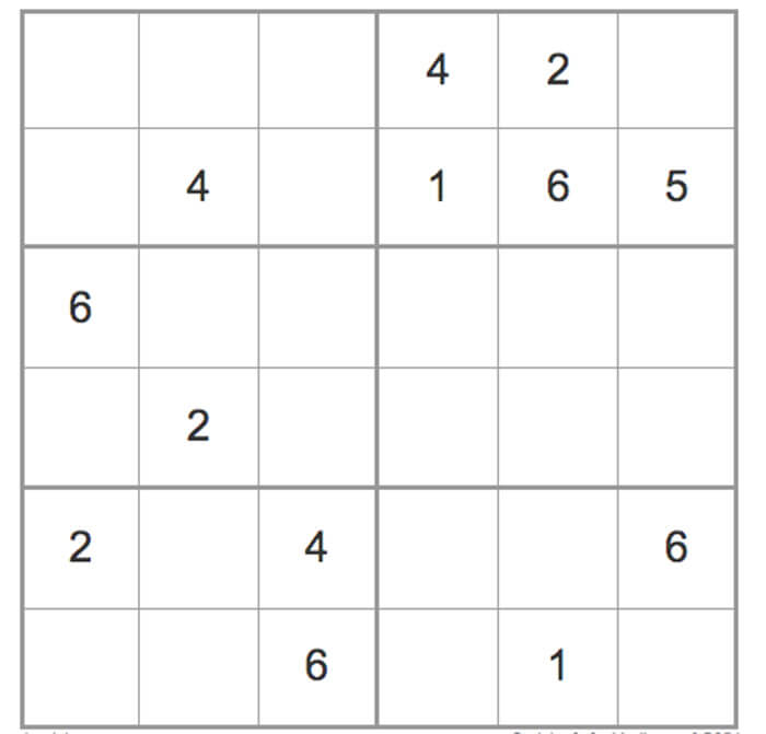 Printable Medium Sudoku 6x6 - Sheet 7